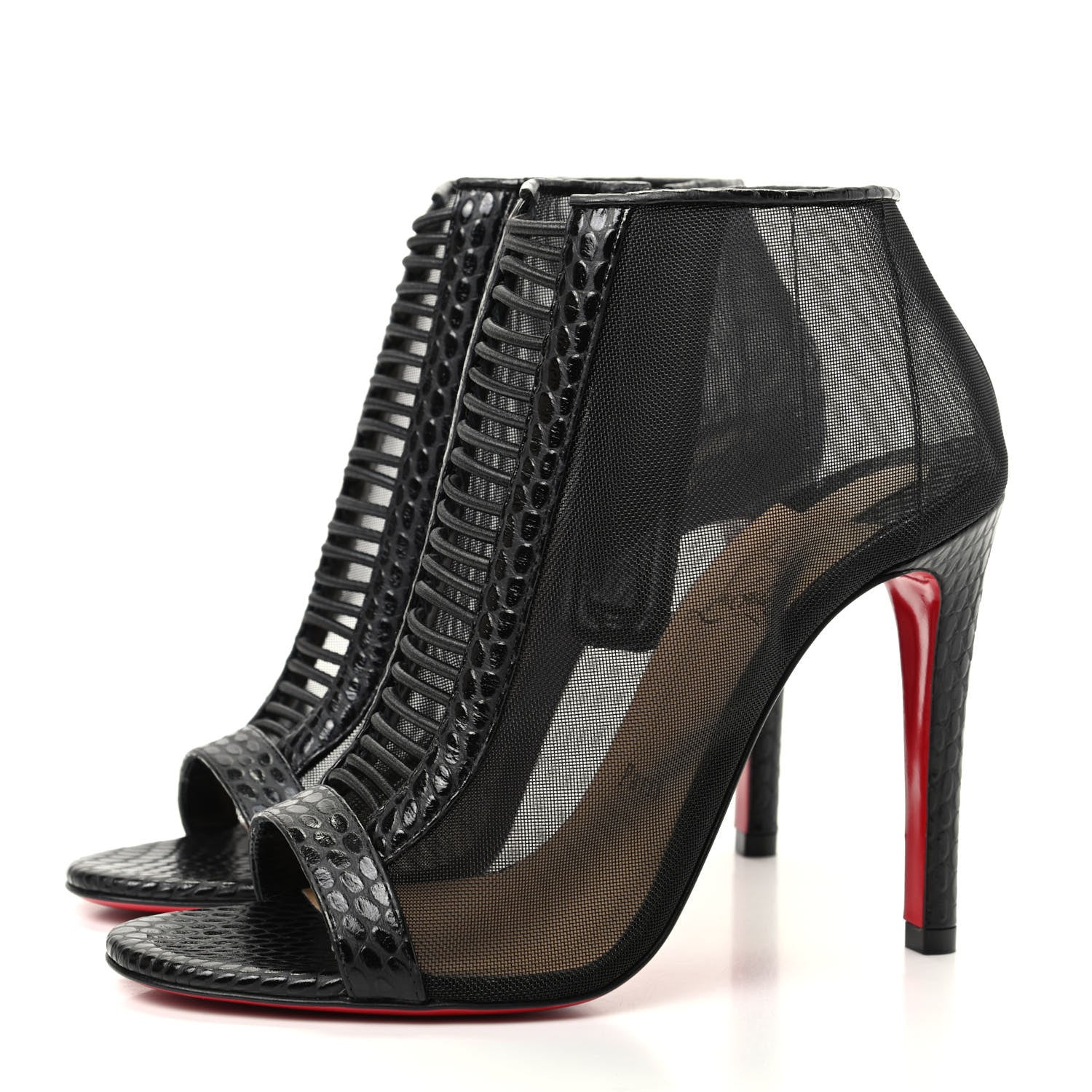 Christian Louboutin Calfskin Jurassic Rete Trouble 100 Booties 37 Black 3 of 10