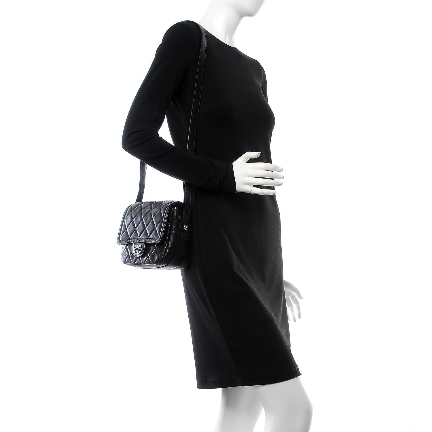 Chanel Lambskin Quilted Messenger Bag Black 2 of 7