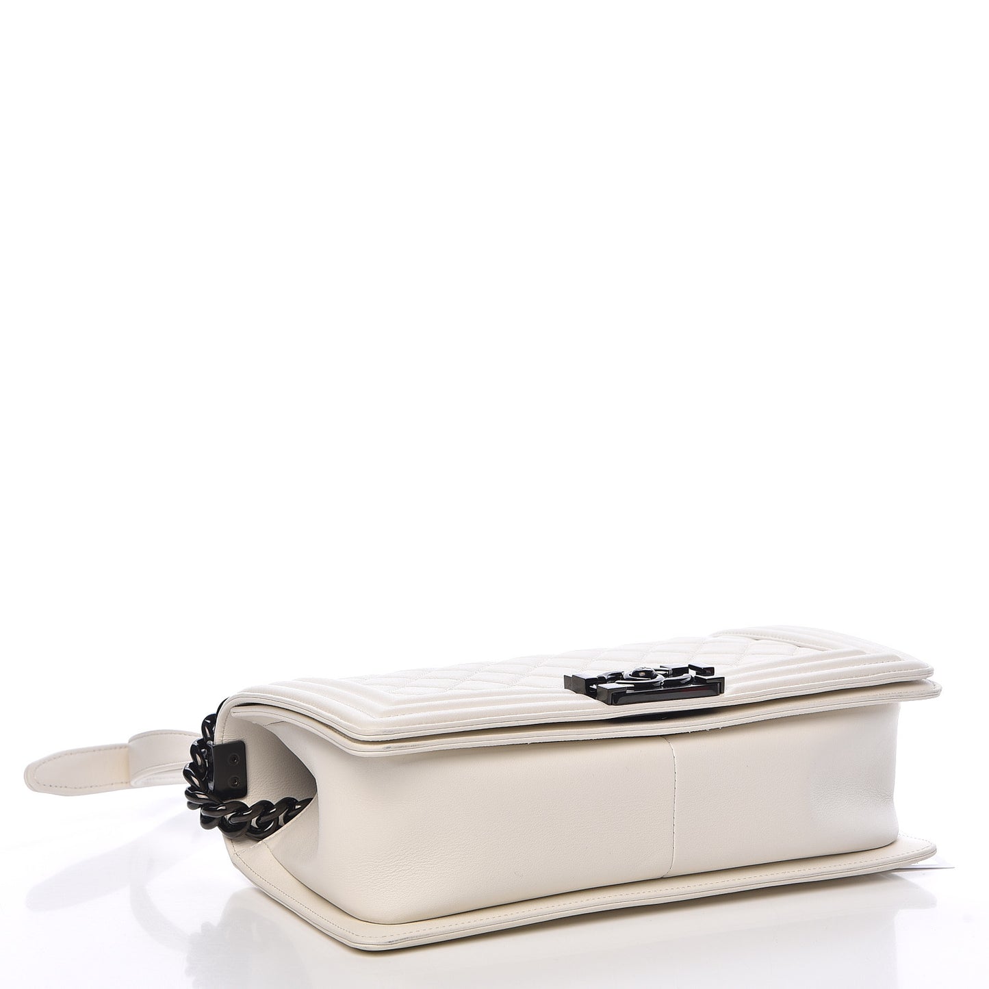 Calfskin Quilted Medium Boy Flap White