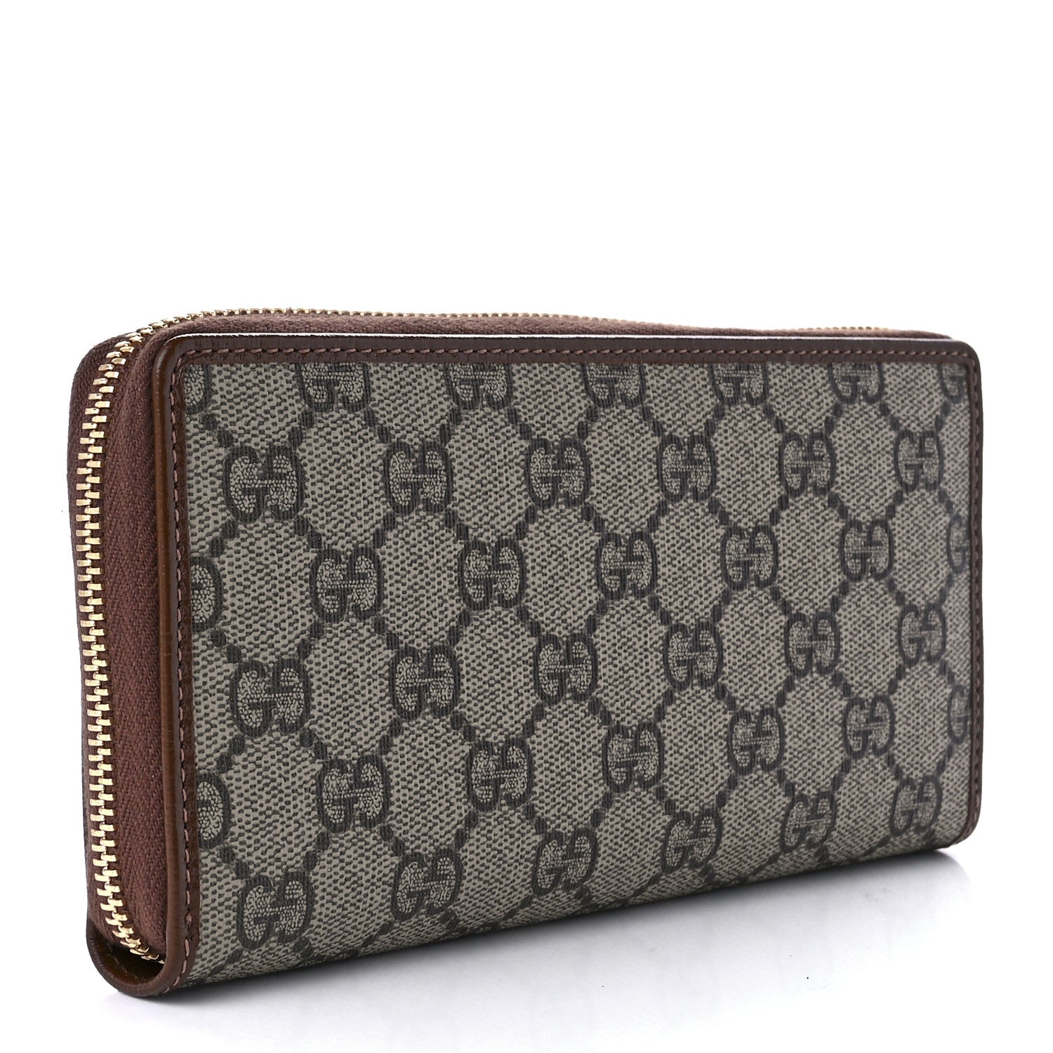Gucci GG Supreme Monogram Azalea Calfskin Horsebit 1955 Zip Around Wallet Beige Ebony Brown Sugar 2 of 11