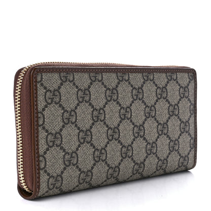 Gucci GG Supreme Monogram Azalea Calfskin Horsebit 1955 Zip Around Wallet Beige Ebony Brown Sugar 2 of 11