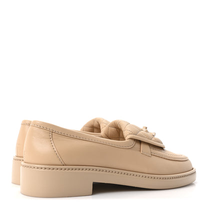 Chanel Lambskin Quilted CC Turnlock Loafers 37.5 Beige 5 of 10