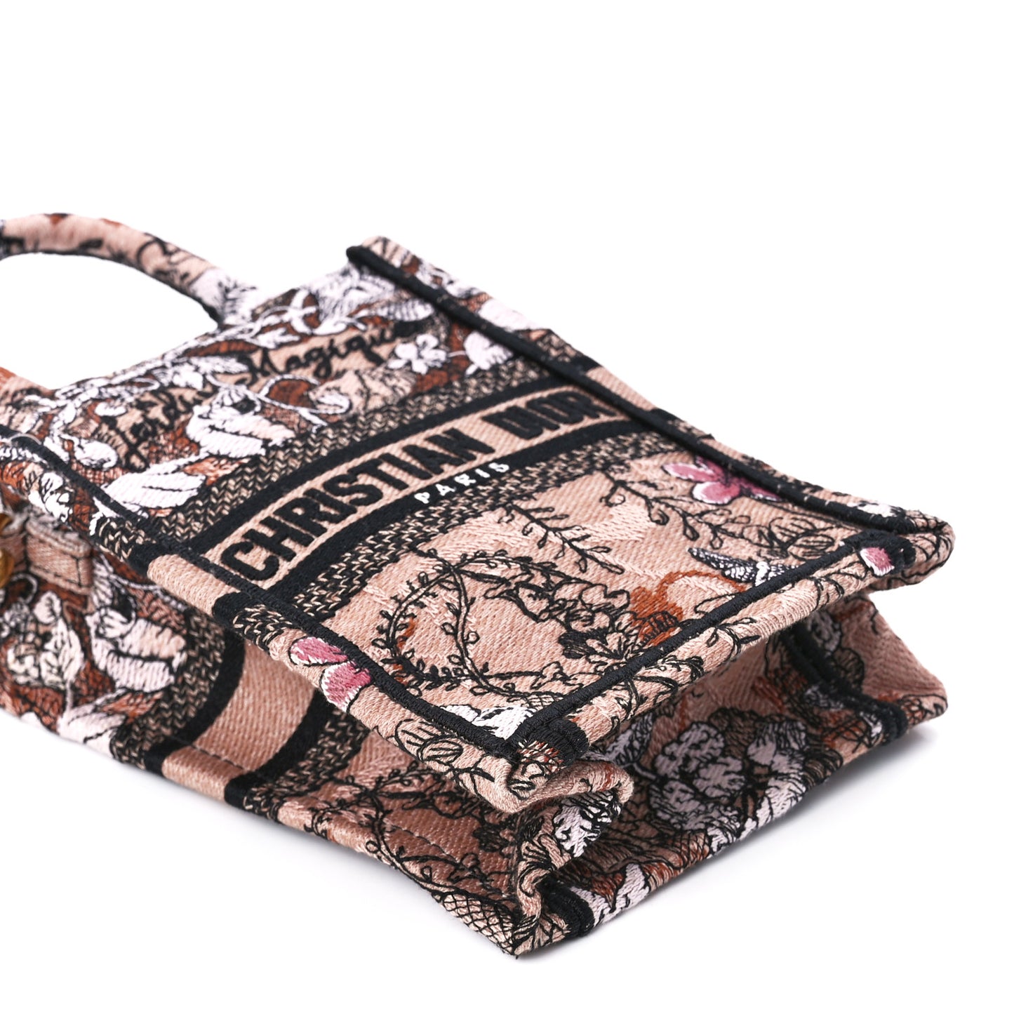 Canvas Jardin Magique Embroidered Mini Book Tote Phone Bag Powder Pink