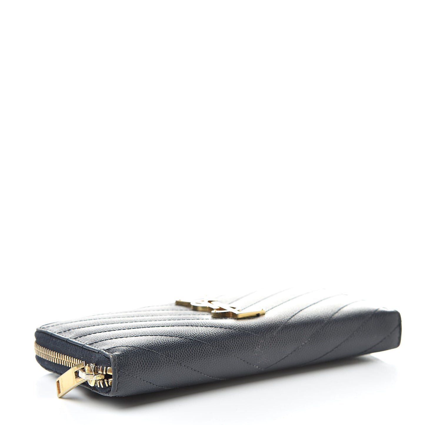 Grain De Poudre Matelasse Chevron Monogram Zip Around Wallet Navy