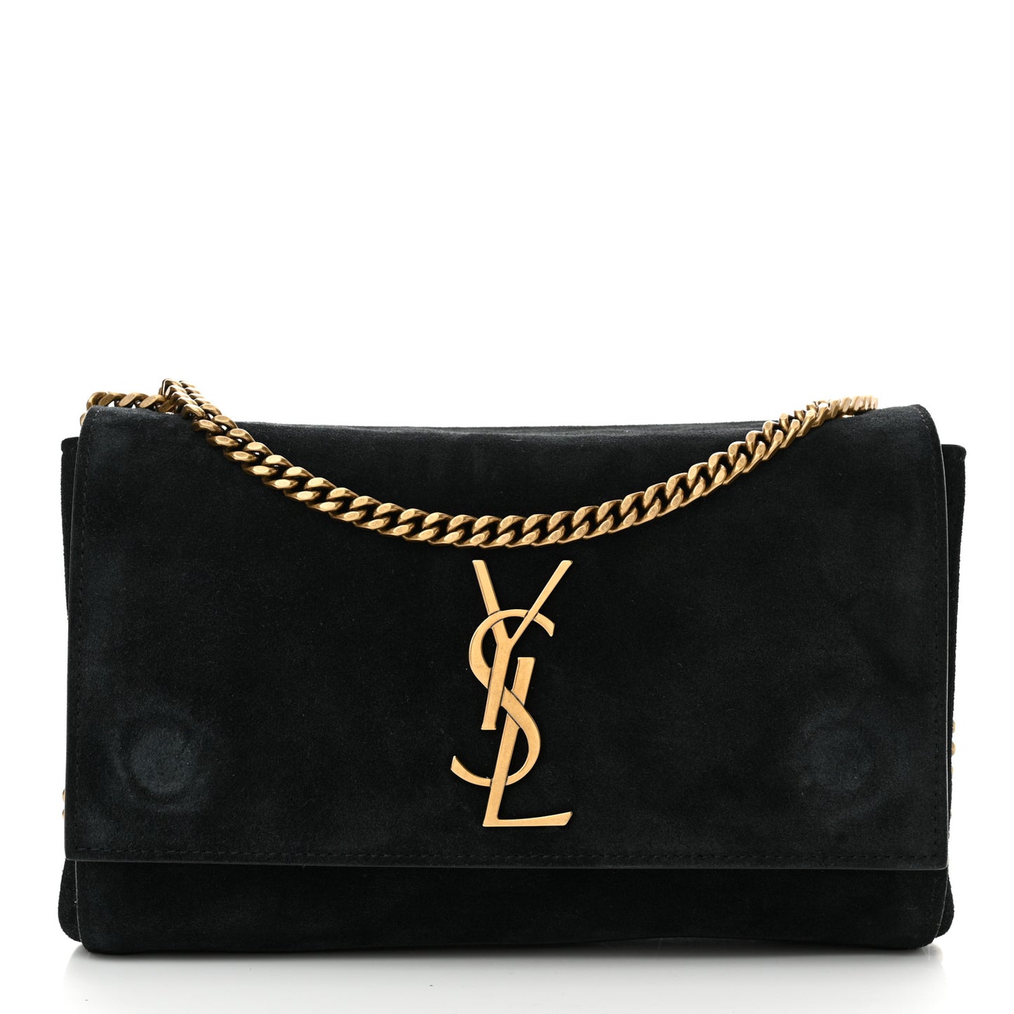 Smooth Calfskin Suede Small Reversible Monogram Kate Satchel Black