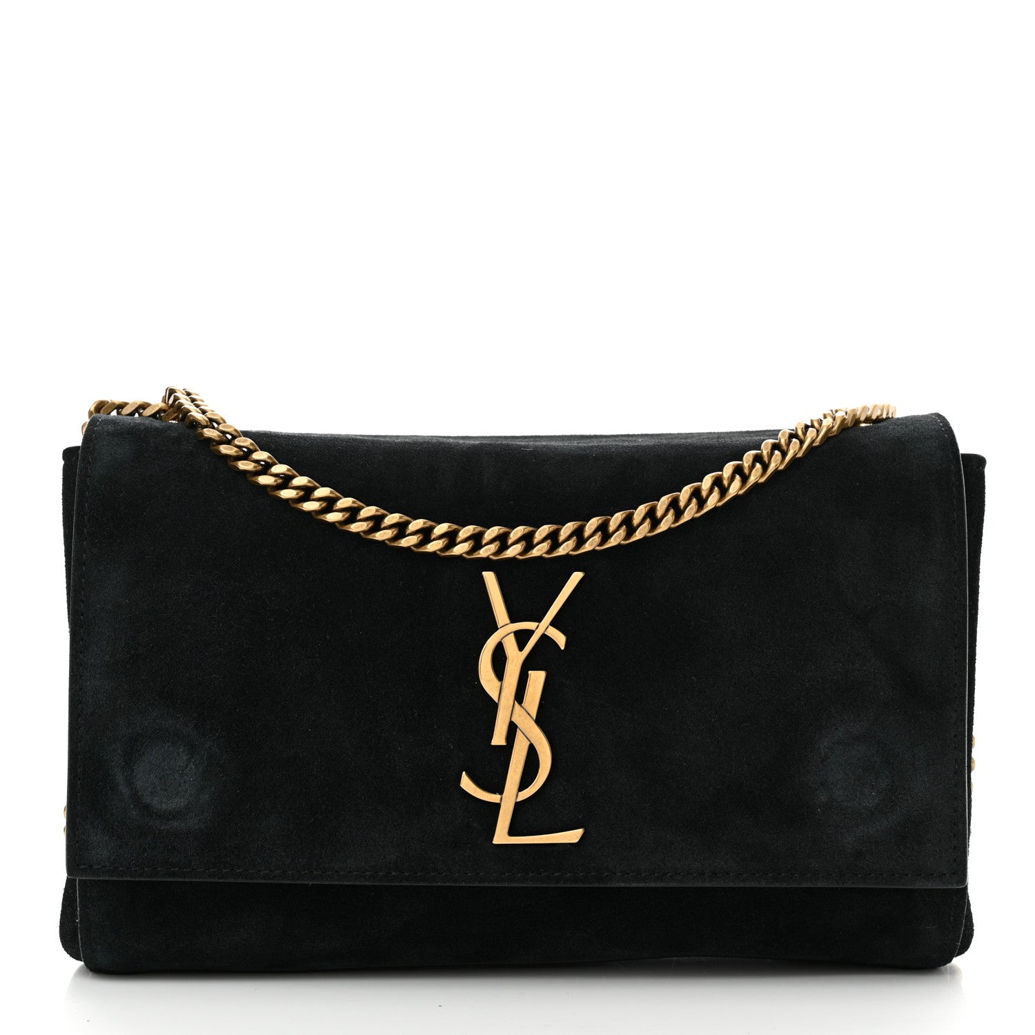 Saint Laurent Smooth Calfskin Suede Small Reversible Monogram Kate Satchel Black 3 of 18