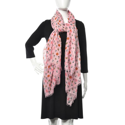 Louis Vuitton Jonas Wood Silk Wool Monogram Stole Pink 2 of 3