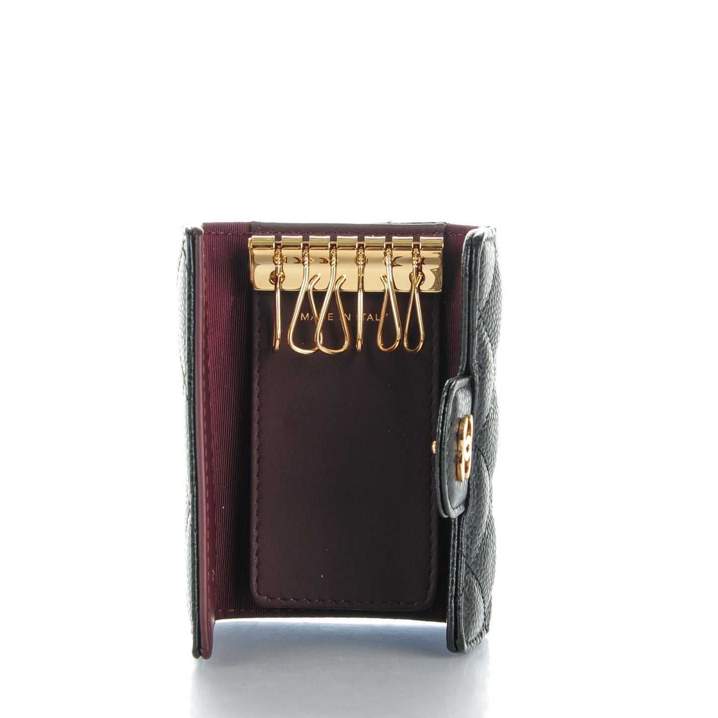 Caviar Quilted 6 Key Holder Black