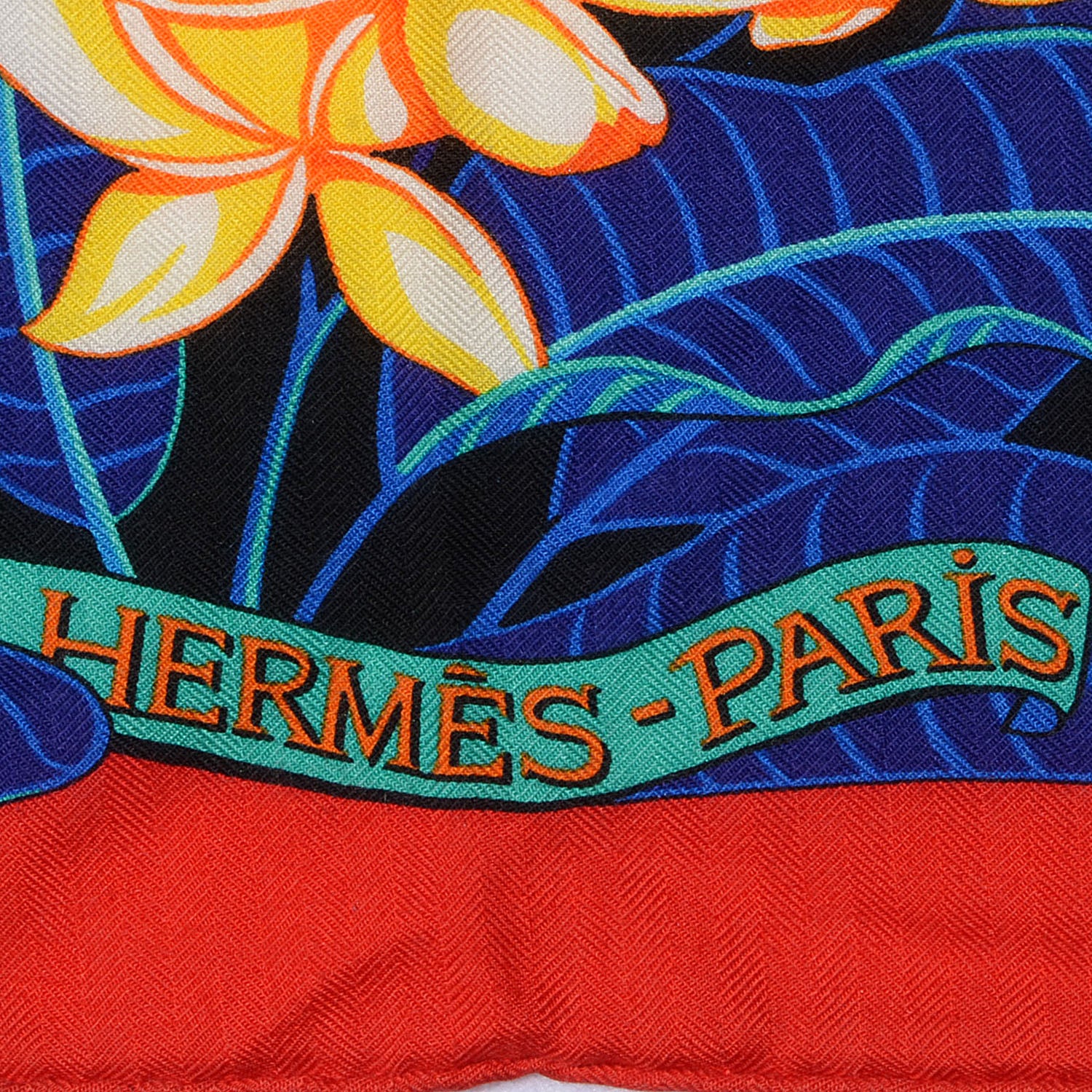 Hermes Cashmere Silk Flamingo Party Shawl 140 Rouge Vif Blanc Bleu 5 of 7
