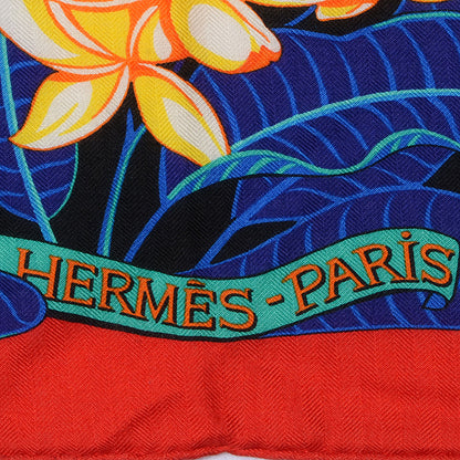 Hermes Cashmere Silk Flamingo Party Shawl 140 Rouge Vif Blanc Bleu 5 of 7