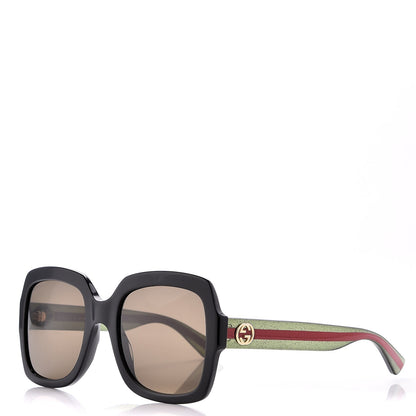 Gucci Oversize Square Web GG 0036S Sunglasses Black 1 of 7