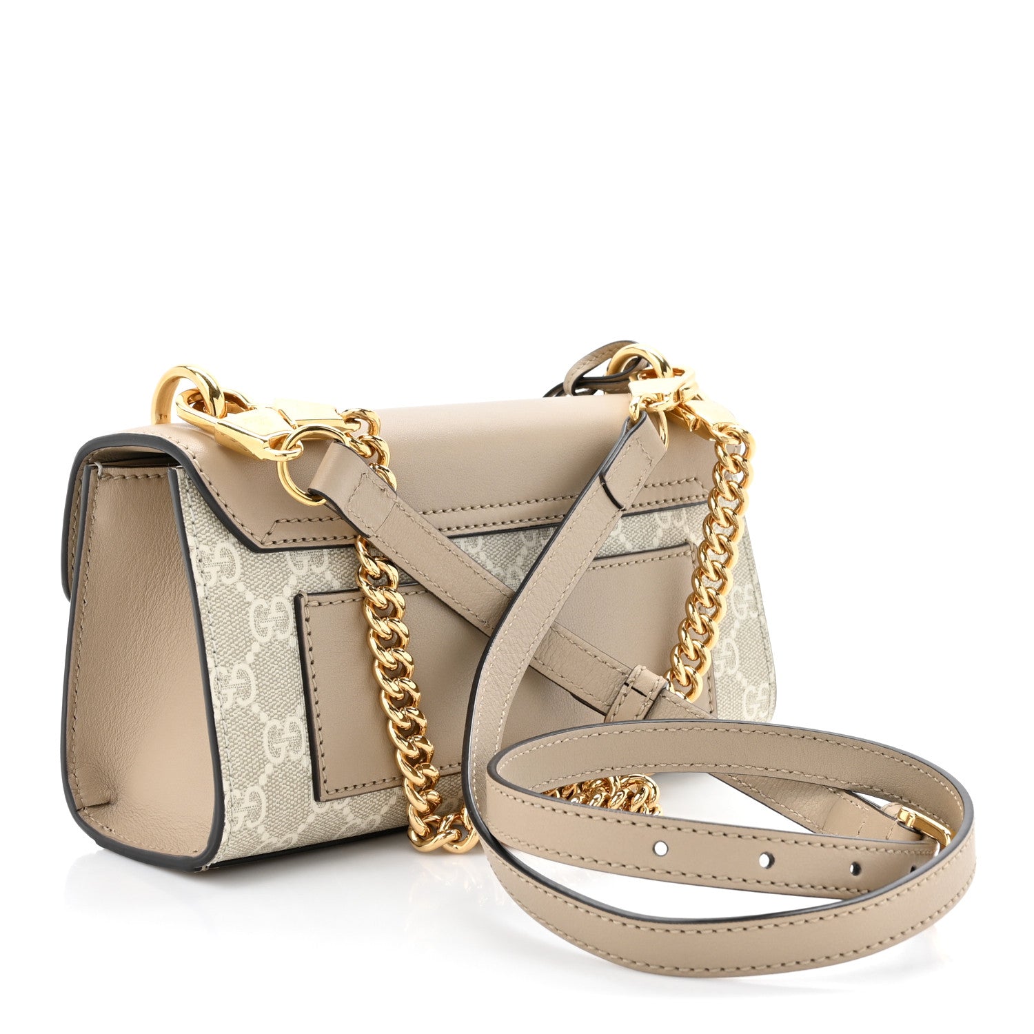 Gucci GG Supreme Monogram Calfskin Mini Padlock Shoulder Bag Beige Mystic White Oatmeal 3 of 11