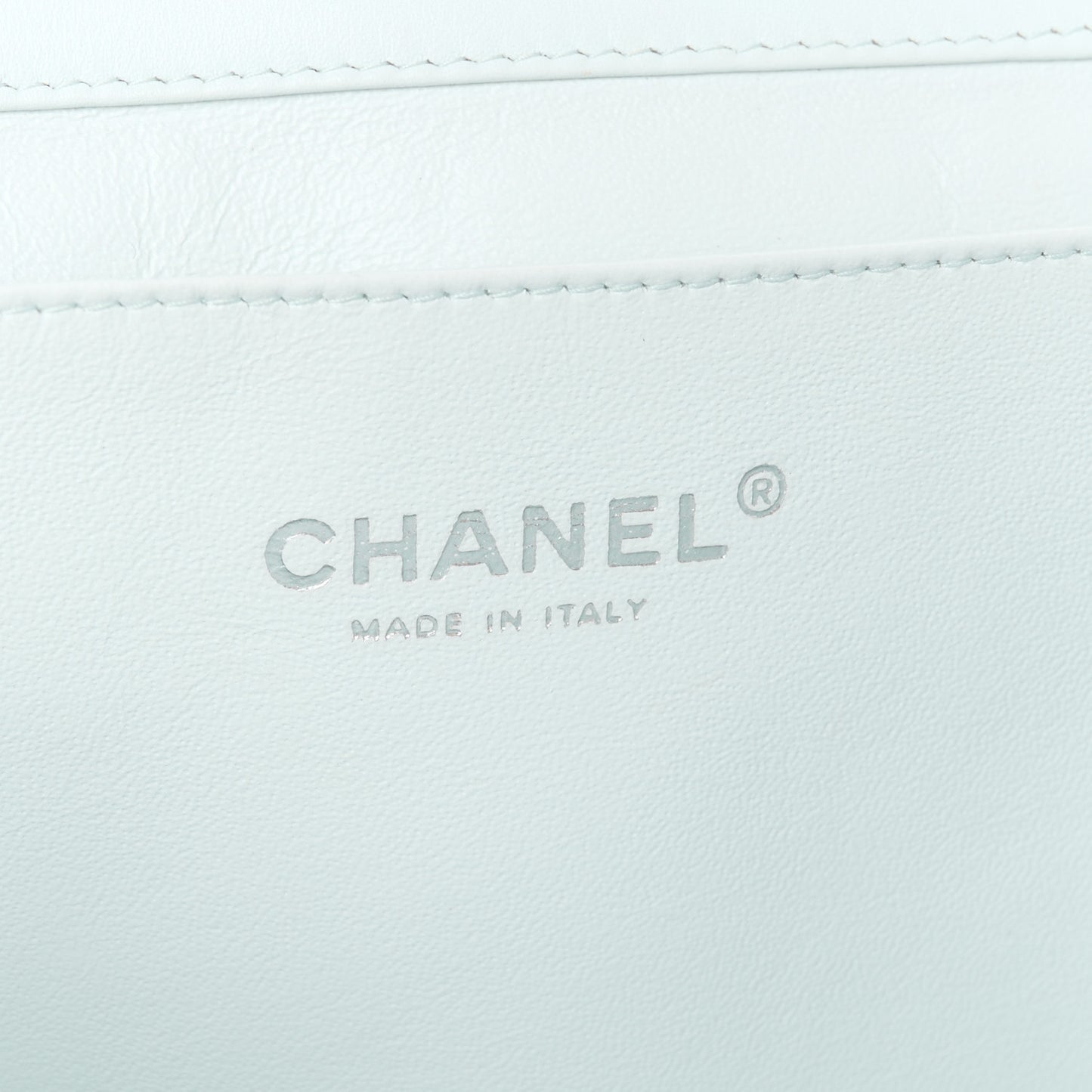 Patent Quilted Clutch with Chain Flap Light Green