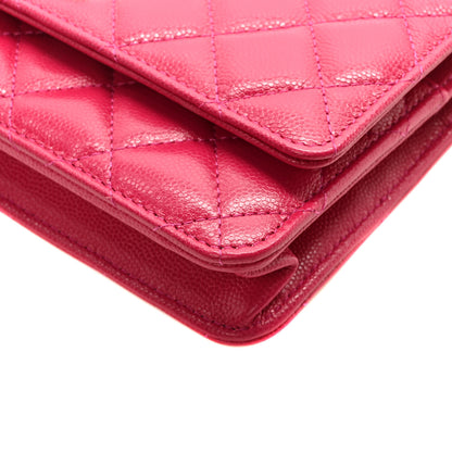 Chanel Caviar Quilted Twist Your Buttons Wallet On Chain WOC Fuchsia 10 of 11