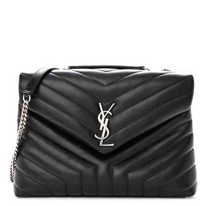 Saint Laurent Calfskin Y Quilted Monogram Medium Loulou Chain Satchel Black 1 of 8
