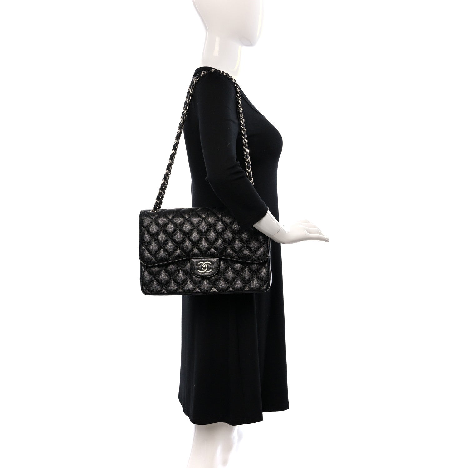 Chanel Caviar Quilted Jumbo Double Flap Black 2 of 10