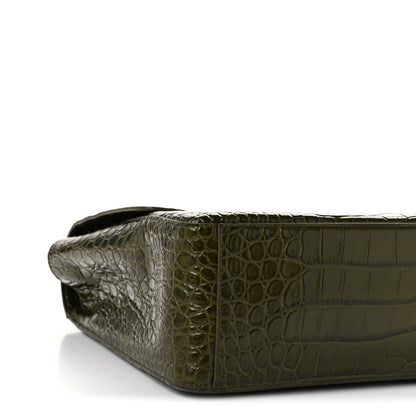 Chanel Calfskin Crocodile Embossed Calfskin Souplissimo Maxi Flap Khaki 8 of 10