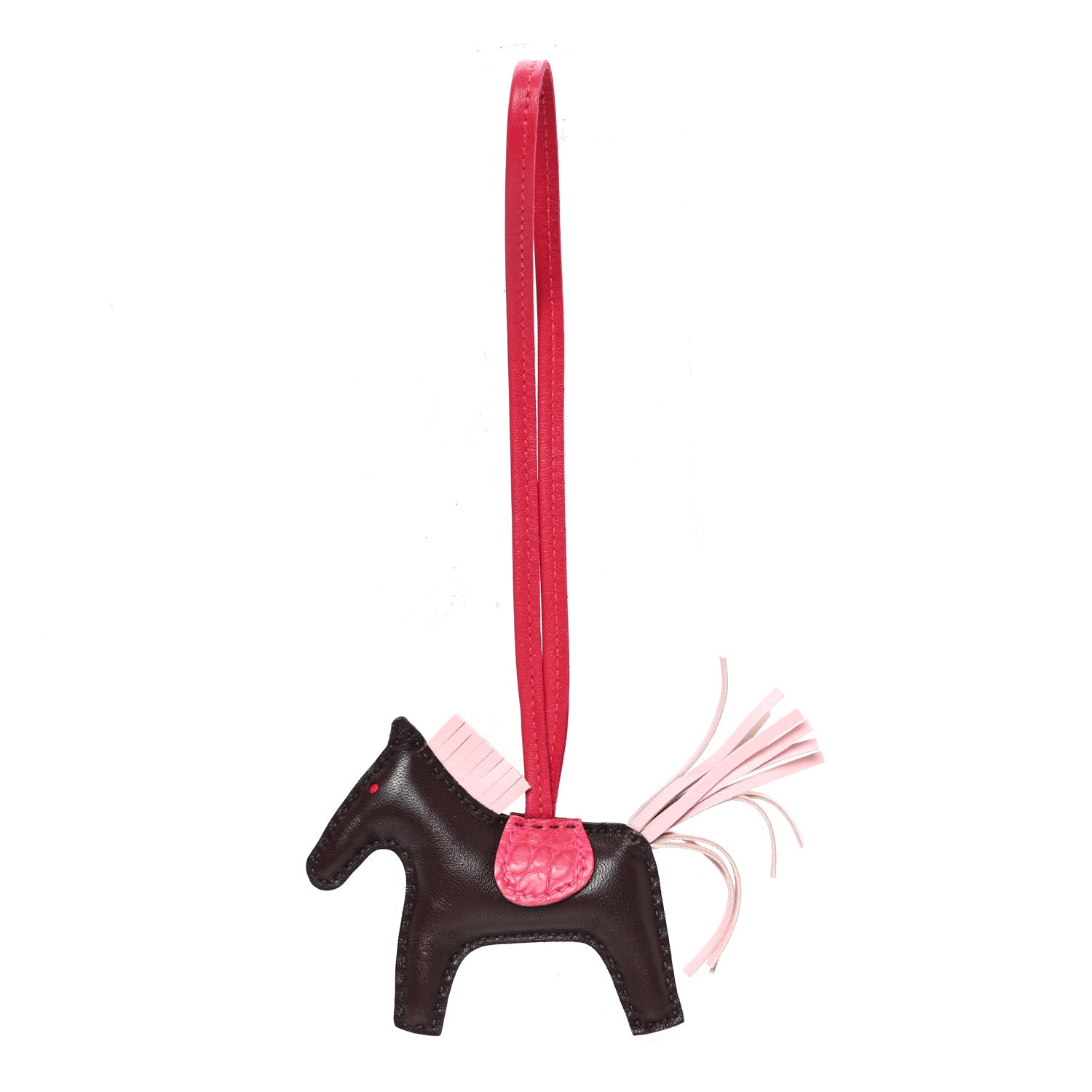 Hermes Milo Lambskin Matte Alligator Touch Grigri Rodeo Horse Bag Charm PM Rouge Sellier Framboise Rose Sakura 1 of 3