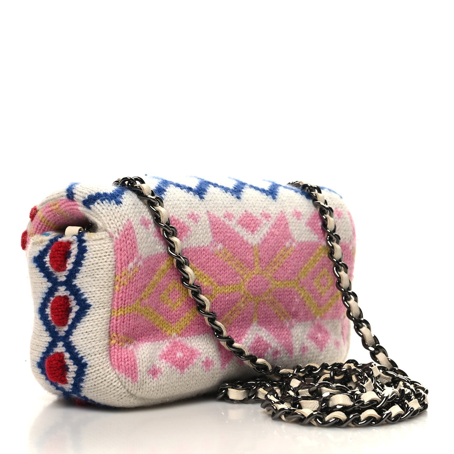 Cashmere Knit Extra Mini Single Flap White Multicolor