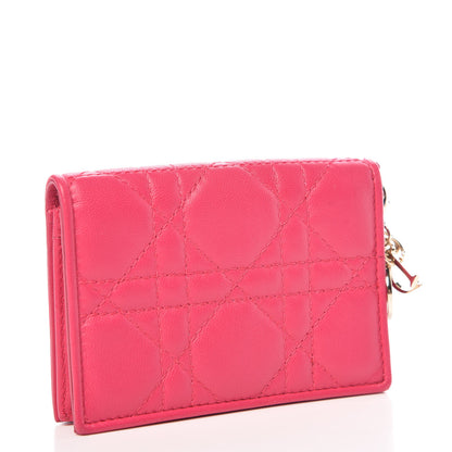 Christian Dior Lambskin Cannage Small Lady Dior Flap Card Holder Pink 3 of 9
