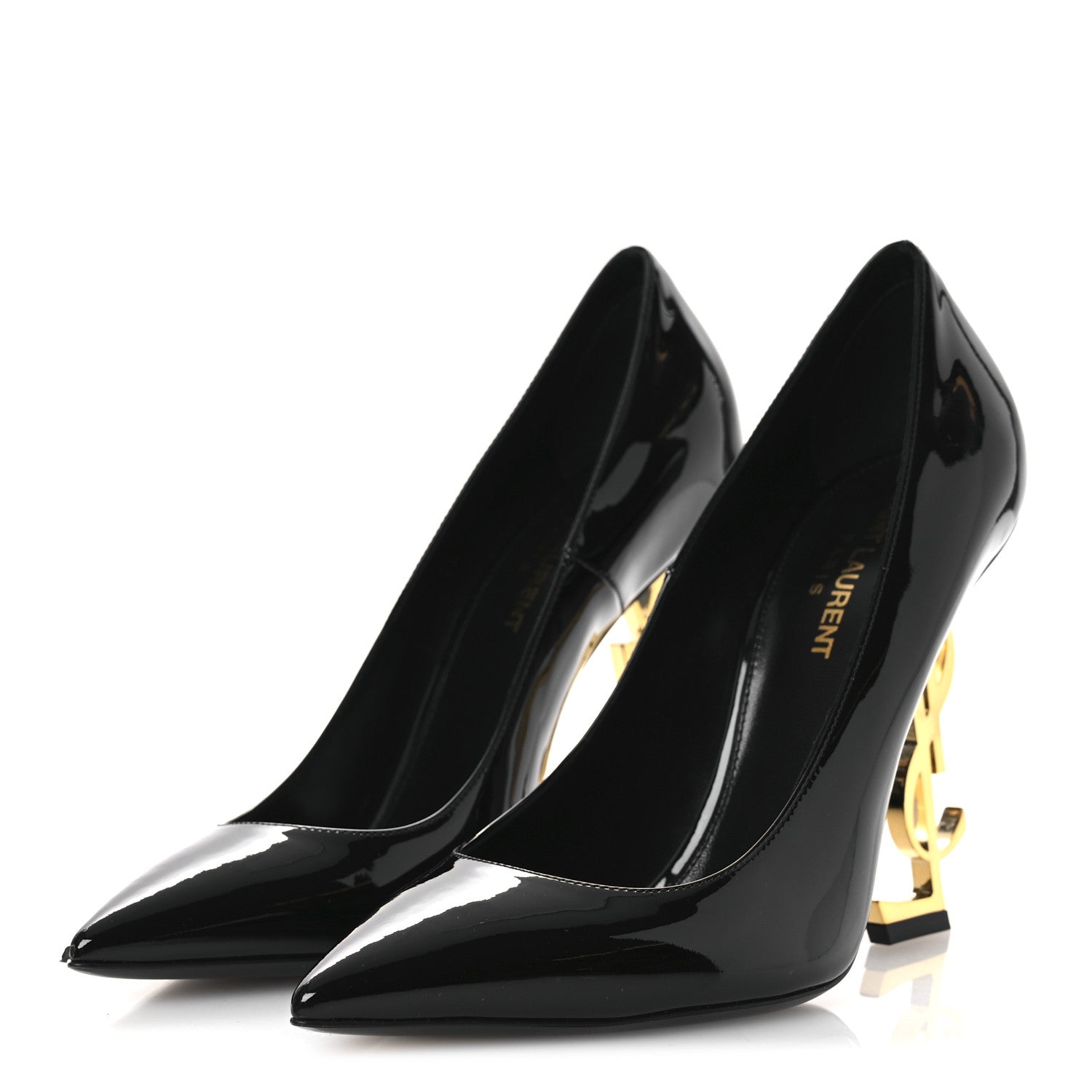 Saint Laurent Patent Opyum 110 Pumps 38 Black Gold 4 of 12