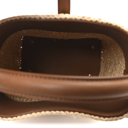 Saint Laurent Raffia Vegetable Tanned Calfskin Le 37 Mini Bucket Bag Natural Brick 5 of 9