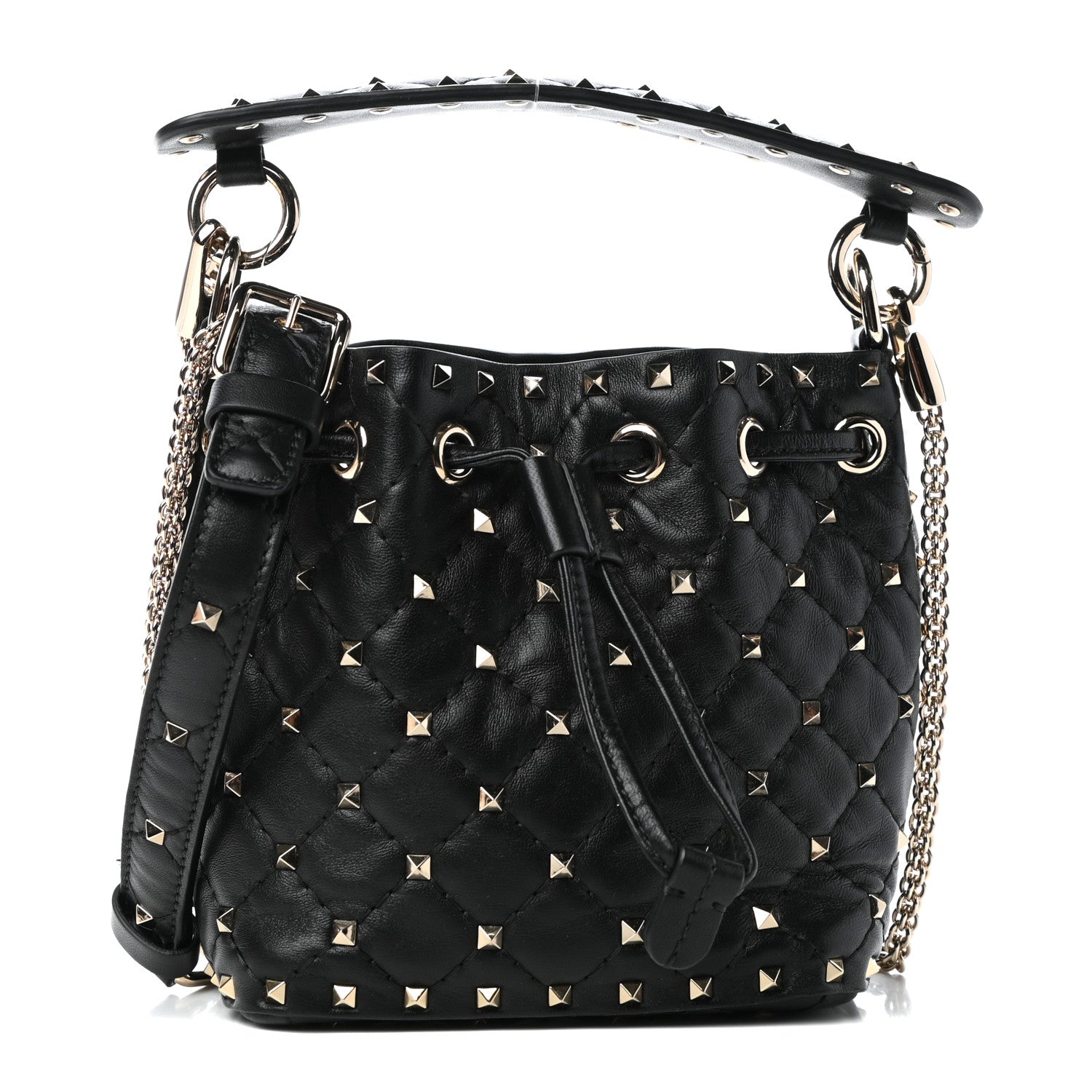 Valentino Garavani Nappa Mini Rockstud Spike Bucket Bag Black 1 of 8