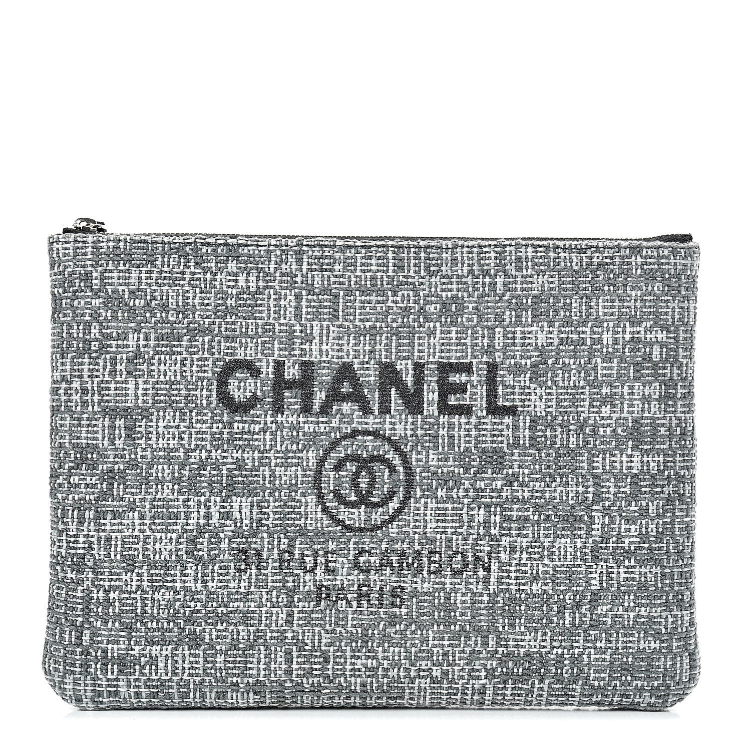 Chanel Canvas Small Deauville Pouch Charcoal 1 of 7