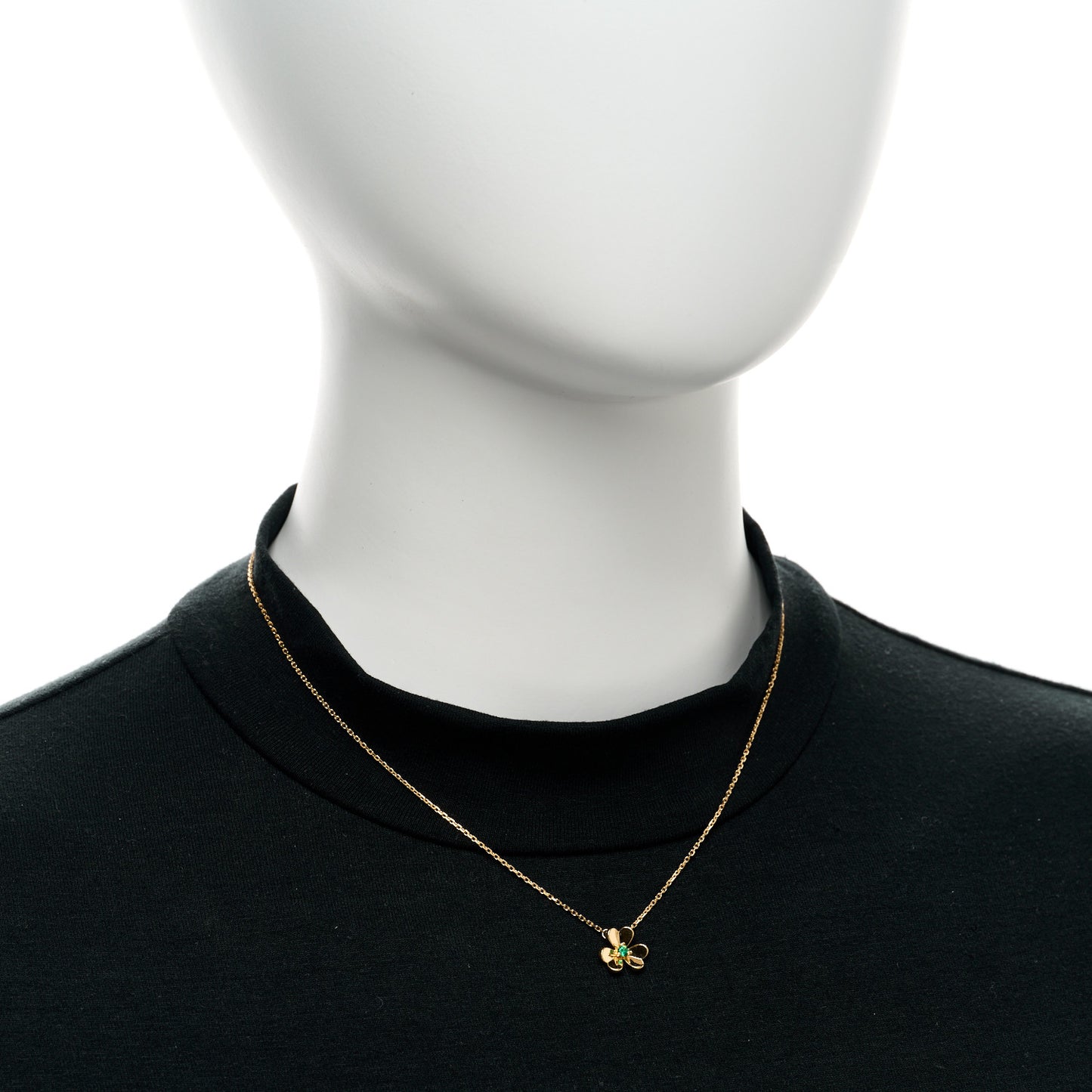 18K Yellow Gold Emerald Mini Frivole Pendant Necklace