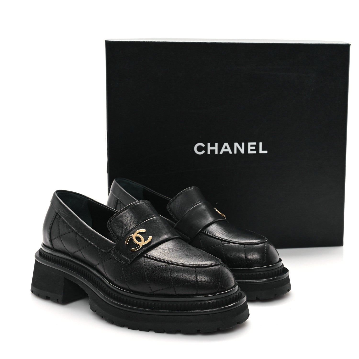 Chanel Calfskin Quilted CC Mocassin Loafers 36.5 Black 10 of 10
