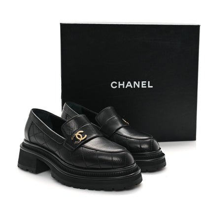 Chanel Calfskin Quilted CC Mocassin Loafers 36.5 Black 10 of 10