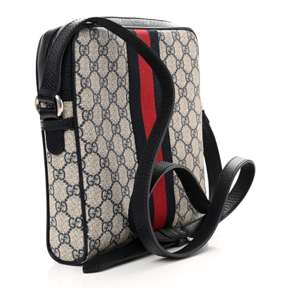 Gucci GG Supreme Monogram Textured Dollar Calfskin Web Small Ophidia Messenger Bag Beige Blue 3 of 11