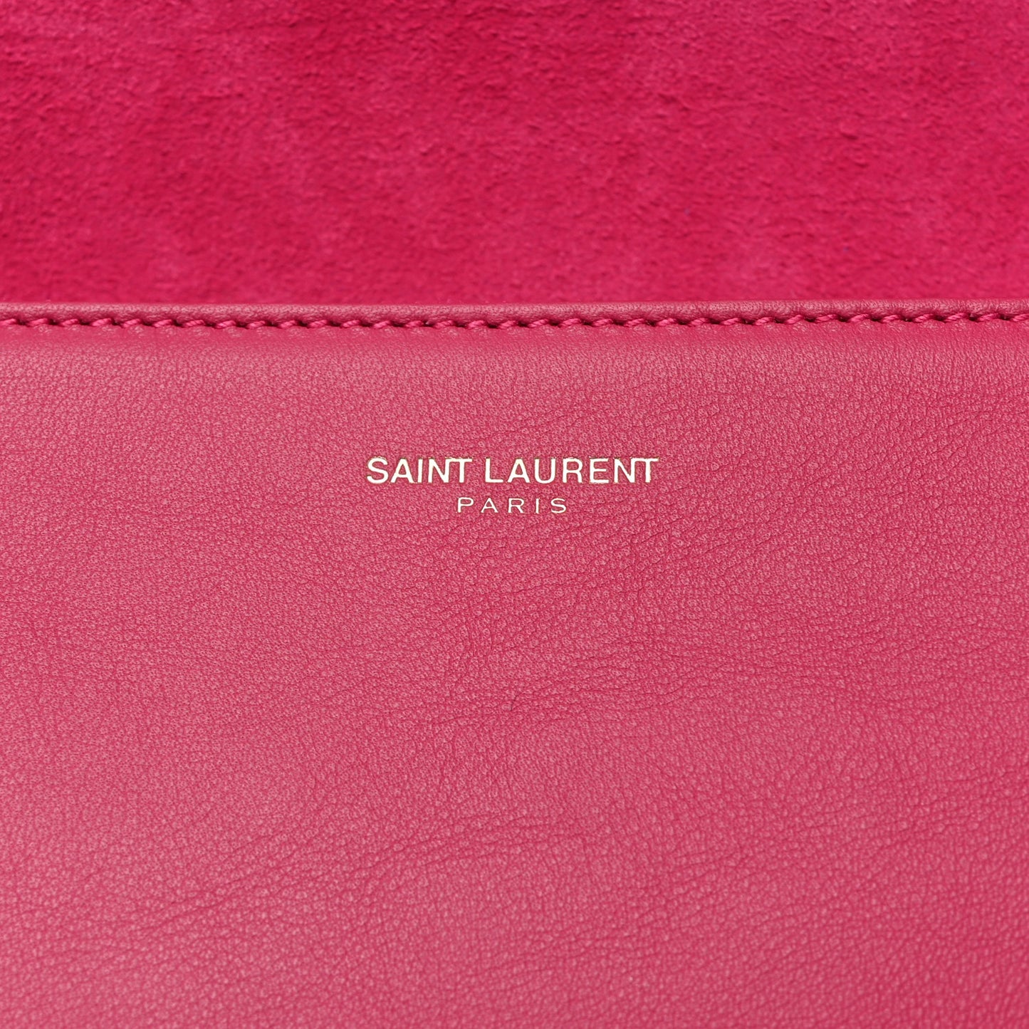 Calfskin Classic Y Ligne Clutch Fuchsia