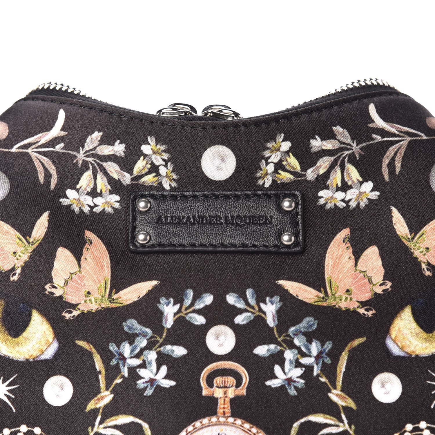Alexander McQueen Silk Nocturnal De Manta Clutch Black Multicolor 10 of 10