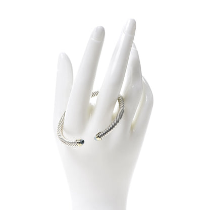 David Yurman Sterling Silver 14K Yellow Gold Blue Topaz 5mm Cable Classics Petite Color Bracelet 2 of 5