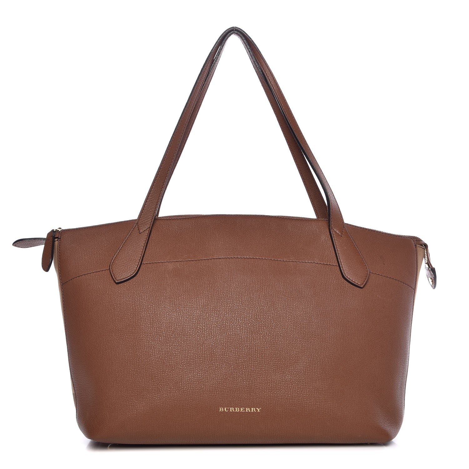 Burberry Derby Calfskin House Check Medium Welburn Tote Tan 1 of 21