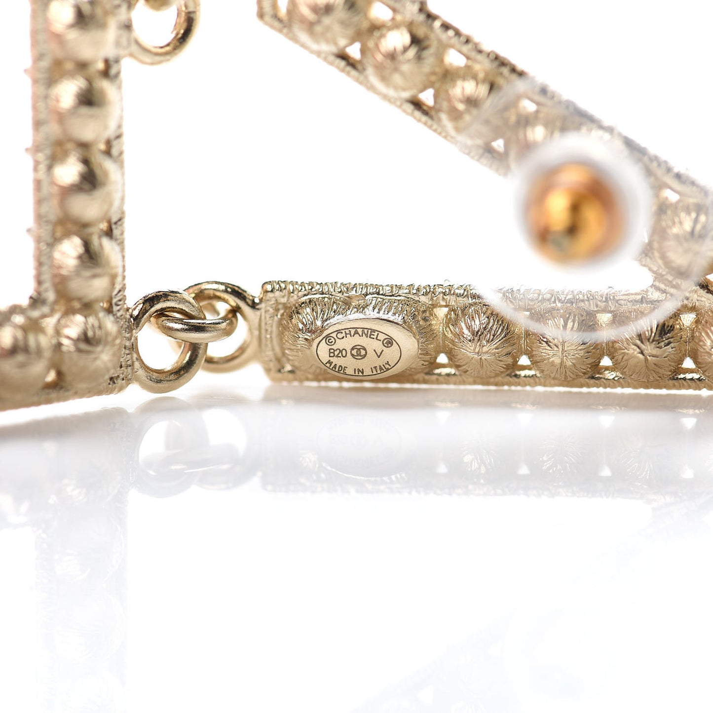 Crystal Cha-Nel Logo Drop Earrings Gold