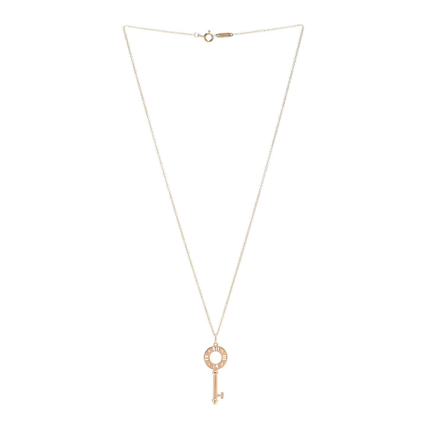 18K Rose Gold Diamond Atlas Pierced Key Pendant Necklace