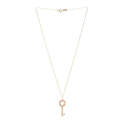 Tiffany 18K Rose Gold Diamond Atlas Pierced Key Pendant Necklace 3 of 7