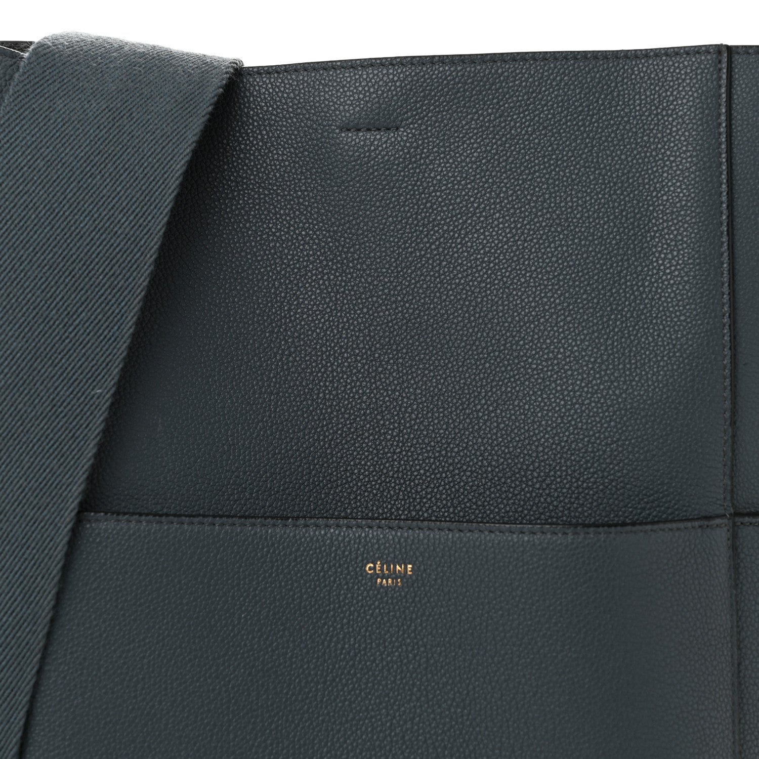 Celine Soft Grained Calfskin Sangle Bucket Bag Petrol 7 of 9