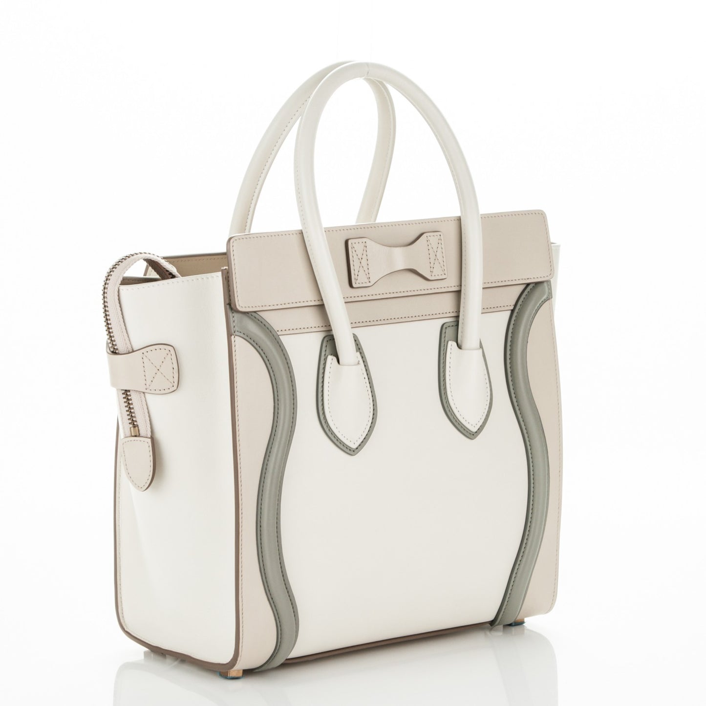 Shiny Smooth Calfskin Micro Tri-Color Luggage Natural