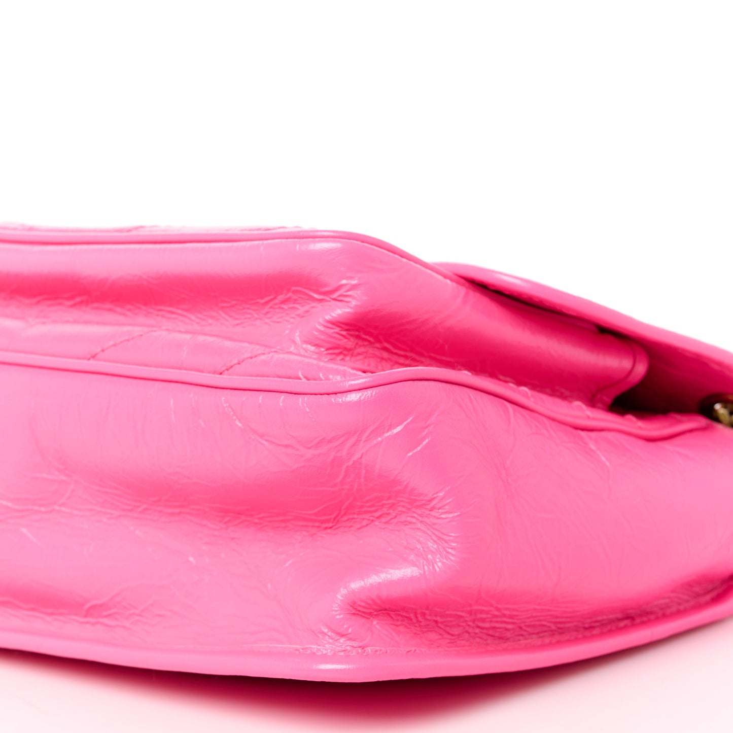 Crinkled Calfskin Matelasse Monogram Medium Niki Chain Satchel Rose Glow