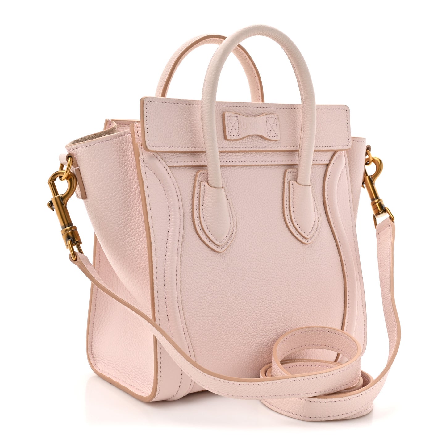 Drummed Calfskin Nano Luggage Pale Pink