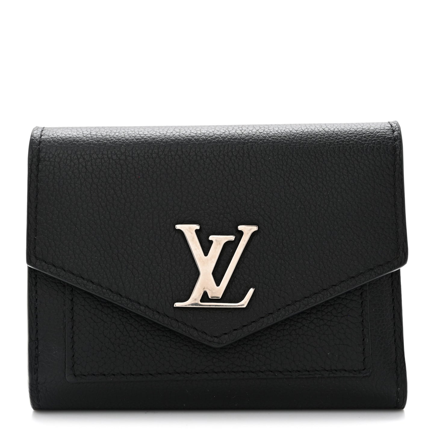 Soft Calfskin My Lockme Compact Wallet Black