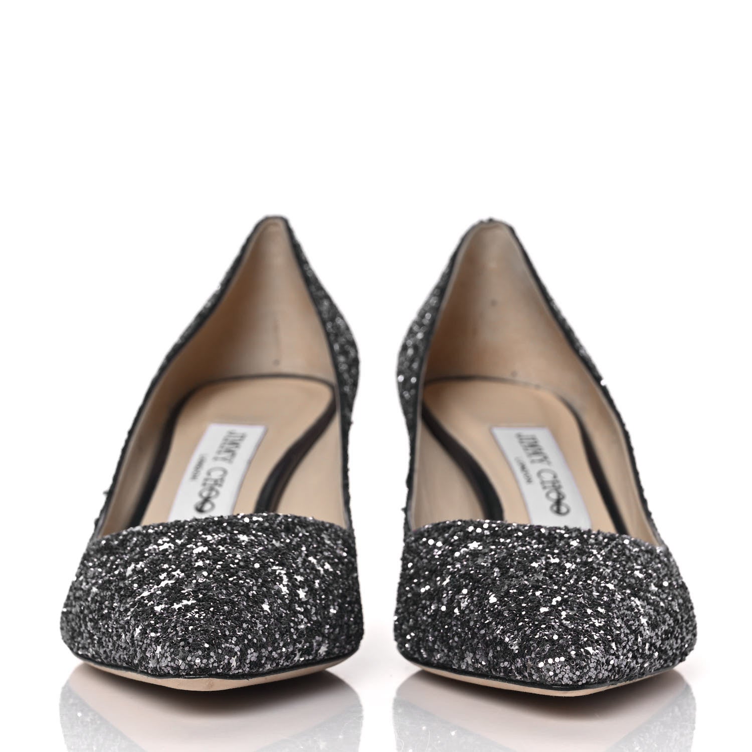 Jimmy Choo Coarse Glitter Pointy Toe Romy 40 Pumps 37.5 Black 2 of 7