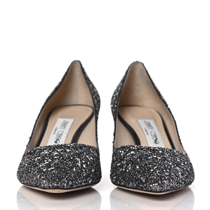 Jimmy Choo Coarse Glitter Pointy Toe Romy 40 Pumps 37.5 Black 2 of 7