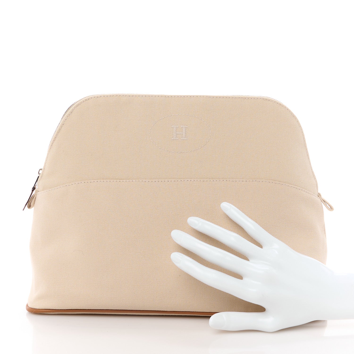 Hermes Cotton Canvas Mini Bolide Travel Cosmetic Pouch Natural 2 of 10