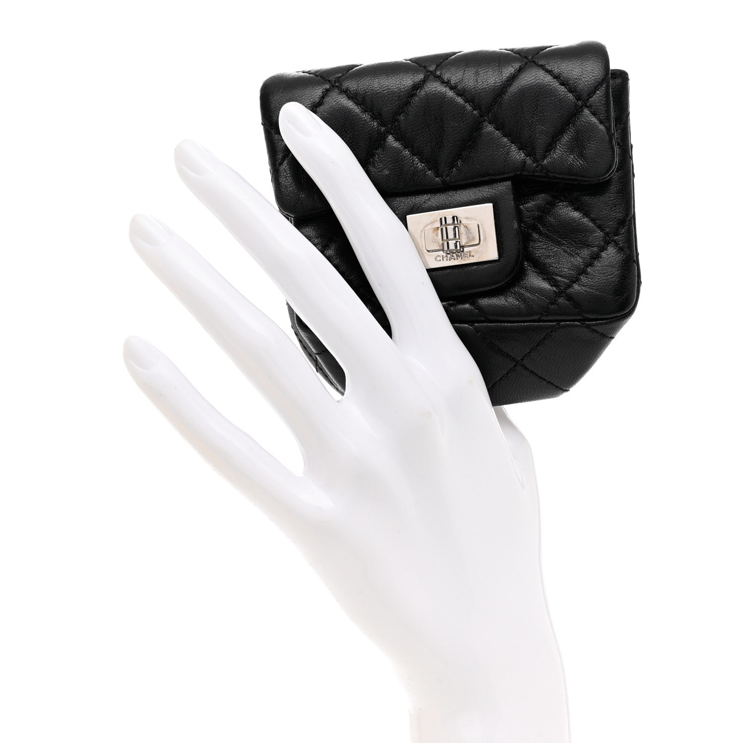 Chanel Calfskin Quilted 2.55 Ankle Wrist Bag Black 2 of 10