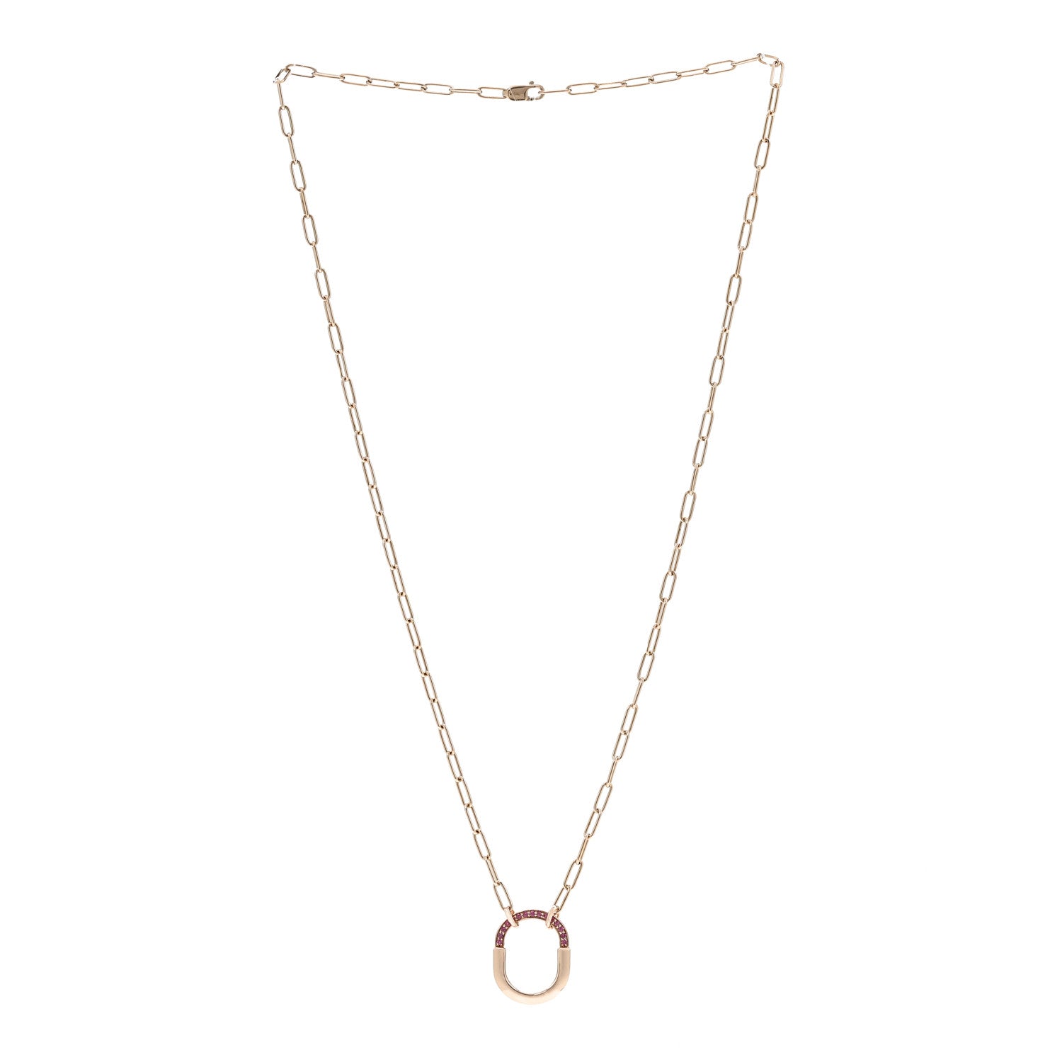 Tiffany 18K Rose Gold Pink Sapphire Small Lock Pendant Necklace 3 of 7