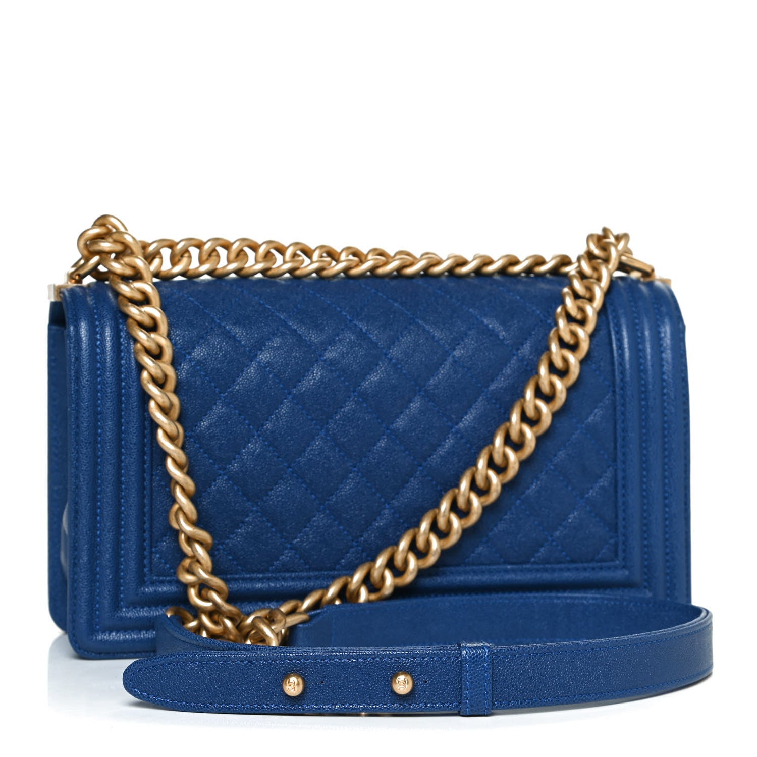 Chanel Caviar Quilted Medium Boy Flap Blue 3 of 12